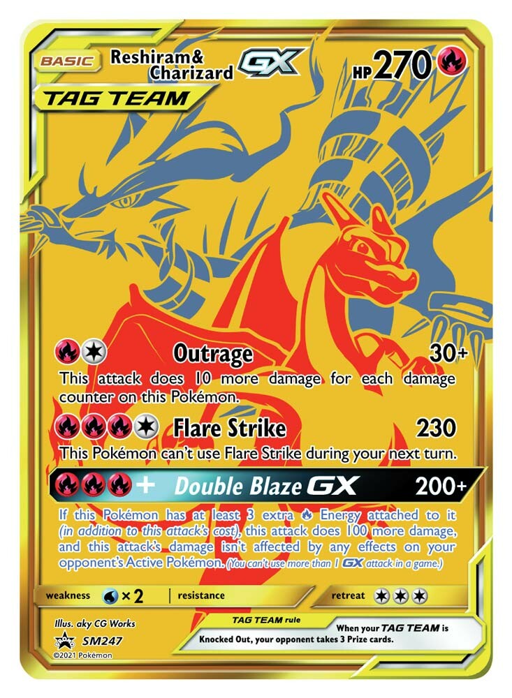 Reshiram & Charizard TAG TEAMカード Reshiram ＆ Charizard GX TAG TEAM SM247 ジャンボカード | Grated