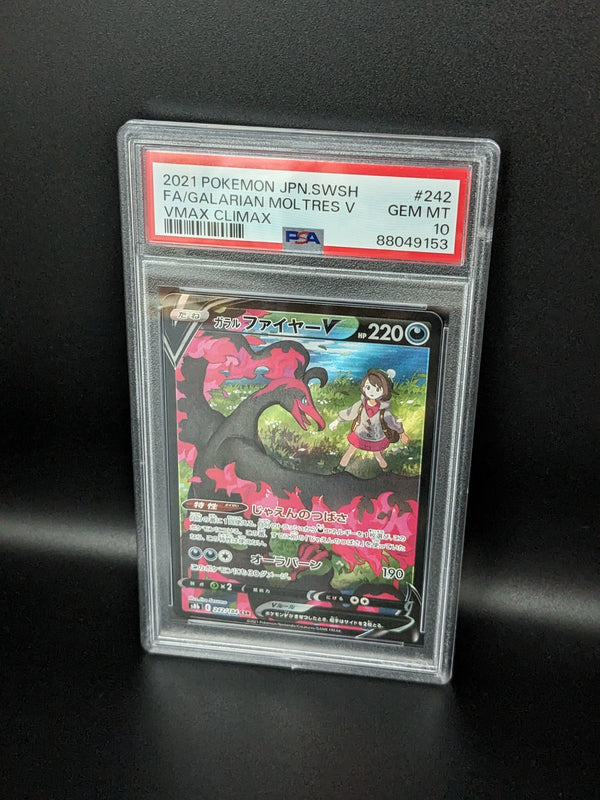 2021 POKEMON JAPANESE SWORD & SHIELD VMAX CLIMAX 242 FULL ART/GALARIAN MOLTRES V PSA