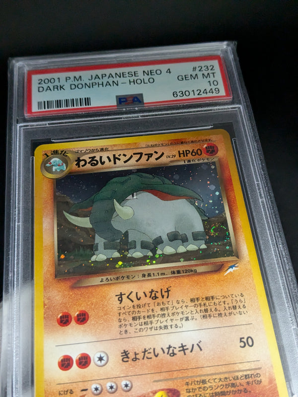 2001 Pokemon Japanese Neo 4 232 Dark Donphan-Holo PSA