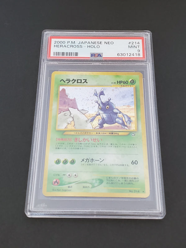 2000 Pokemon Japanese Neo 214 Heracross-Holo PSA