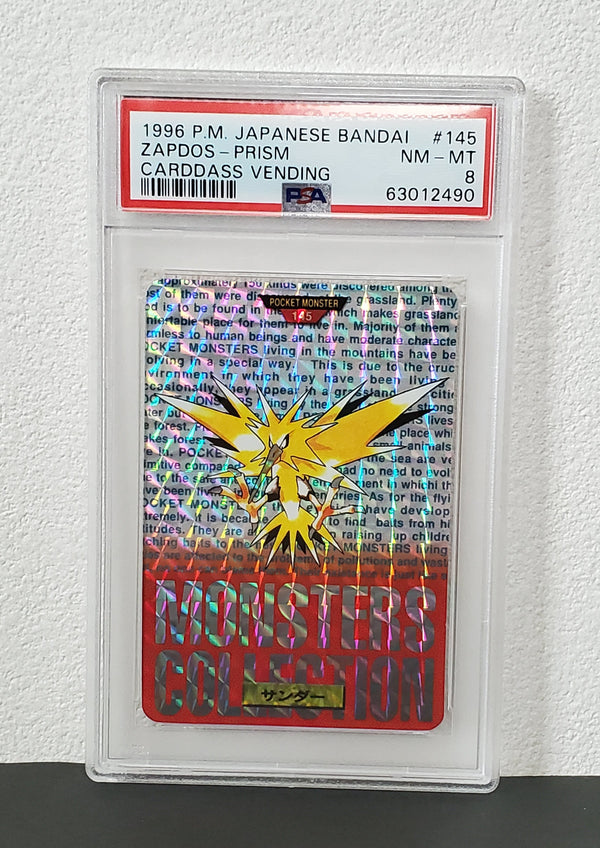1996 Pokemon Japanese Bandai Carddass Vending 145 Zapdos-Prism PSA
