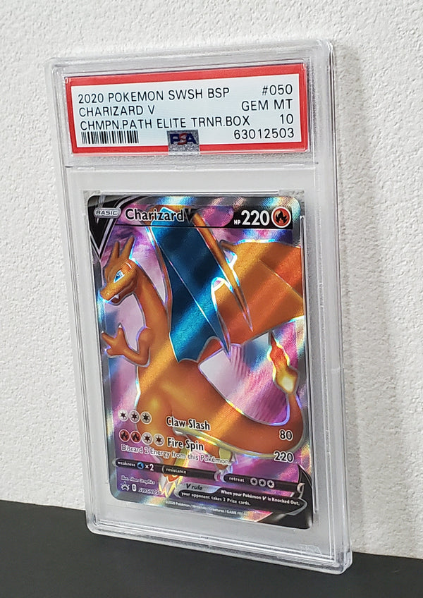 2020 Pokemon Swsh Black Star Promo 050 Charizard V Champion's Path Elite Trainer Box PSA