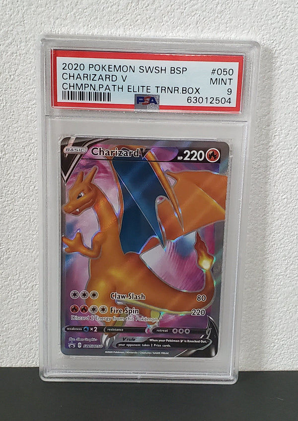 2020 Pokemon Swsh Black Star Promo 050 Charizard V Champion's Path Elite Trainer Box PSA