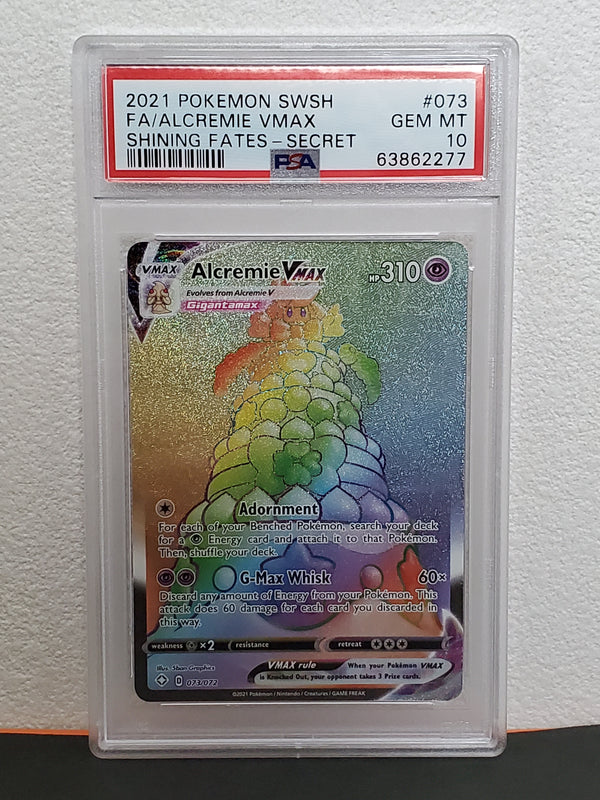 2021 Pokemon Sword & Shield Shining Fates 073 Full Art/Alcremie Vmax Secret PSA