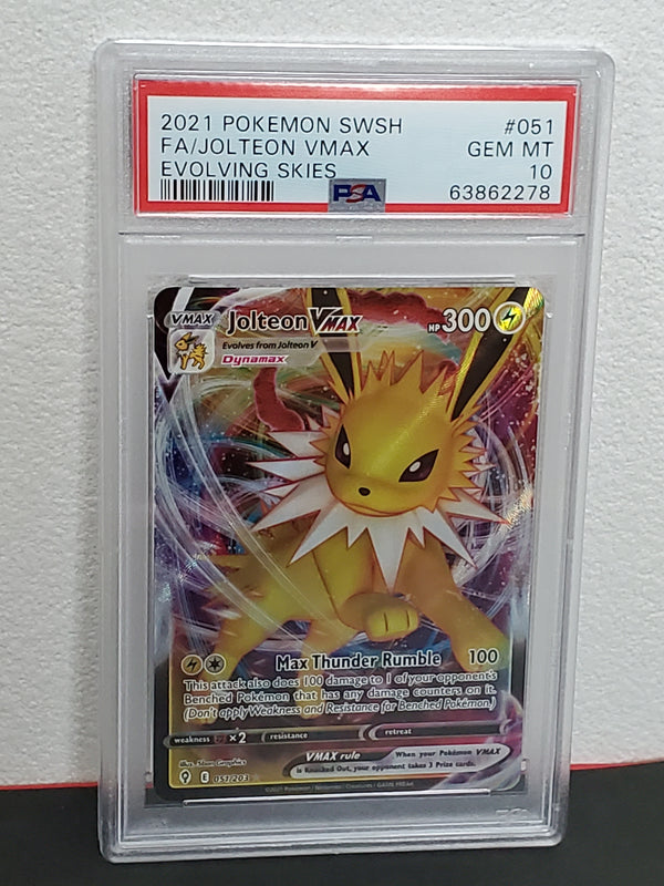 2021 Pokemon Sword & Shield Evolving Skies 051 Full Art/Jolteon Vmax PSA