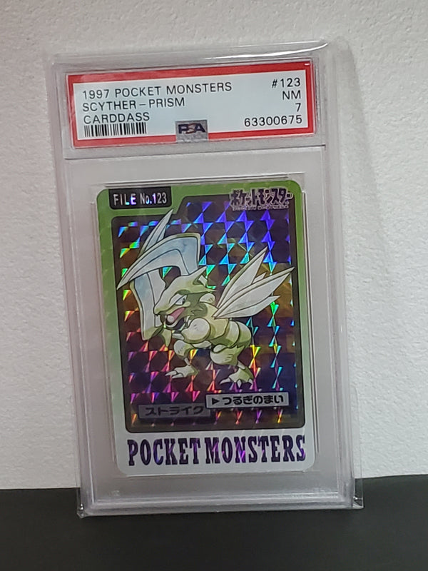 1997 Pocket Monsters Carddass 123 Scyther-Prism PSA