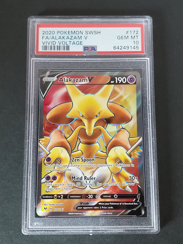 2020 Pokemon Sword & Shield Vivid Voltage 172 Full Art/Alakazam V PSA フーディンV