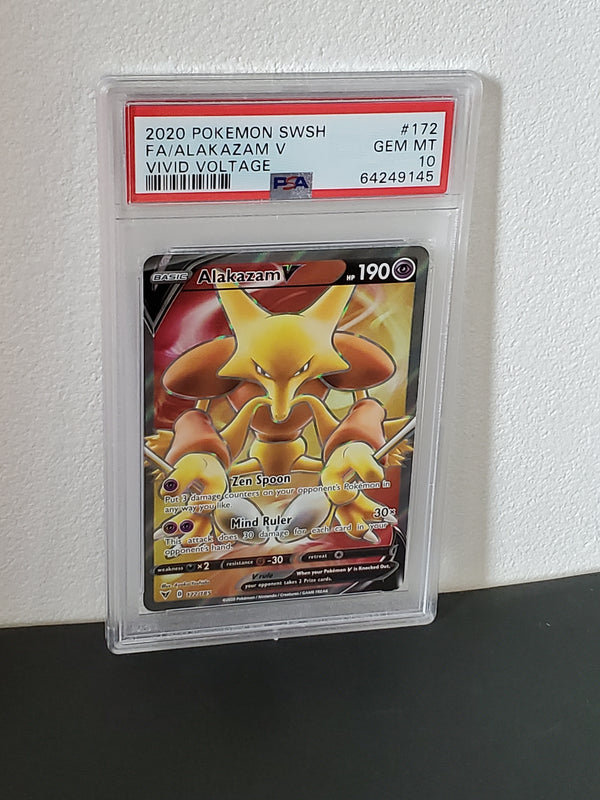 2020 Pokemon Sword & Shield Vivid Voltage 172 Full Art/Alakazam V PSA