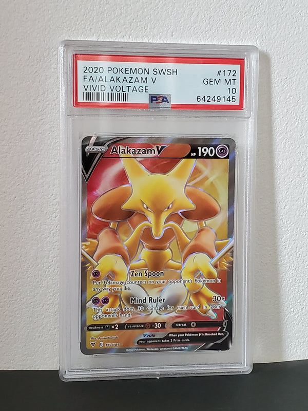 2020 Pokemon Sword & Shield Vivid Voltage 172 Full Art/Alakazam V PSA