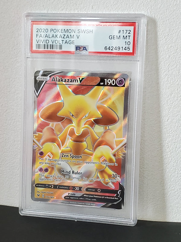 2020 Pokemon Sword & Shield Vivid Voltage 172 Full Art/Alakazam V PSA