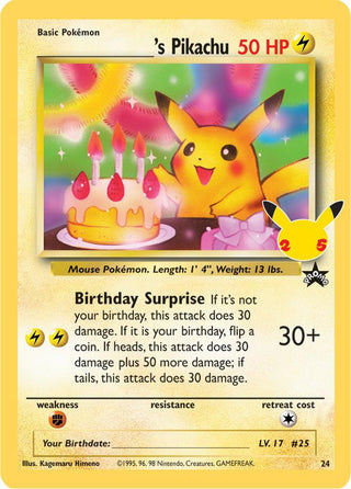 25th Happy birthday Pikachu  24  holo NM