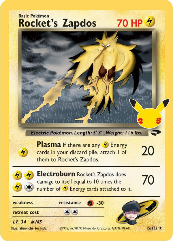 25th  Rocket's Zapdos  15/132  holo NM